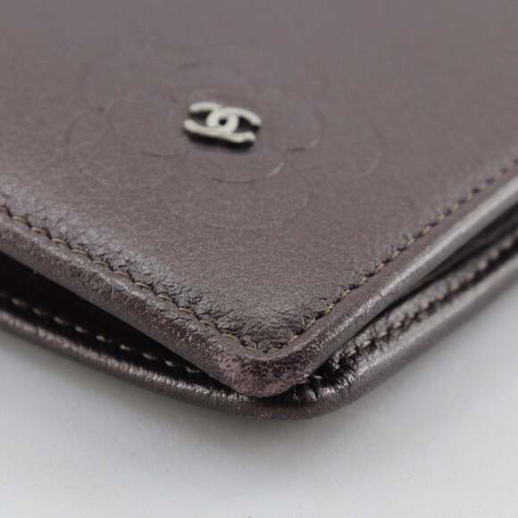 CHANEL Purple Leather Logo Wallet Wallets